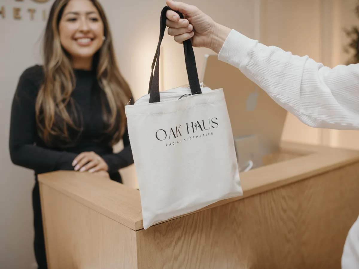 Oak Haus reception welcoming a patient
